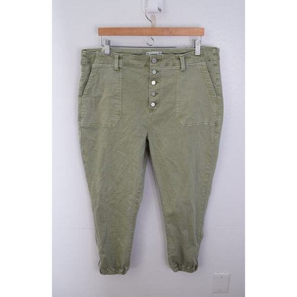 Paige Mayslie Jogger Womens 34 Green Denim Bottom Zip Stretch - Picture 1 of 5
